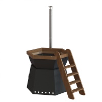 Банный чан 6 граней на подставке с ветрозащитой/печь (Чёрный) Банный чан 6 граней на подставке с ветрозащитой/печь (Чёрный)